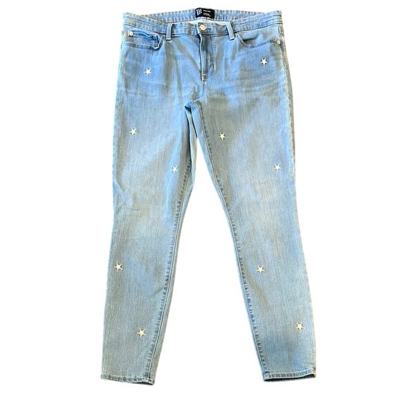 Gap Denim Embroidered Stars Legging Jeans Size 14/32 Tall - Picture 1 of 7
